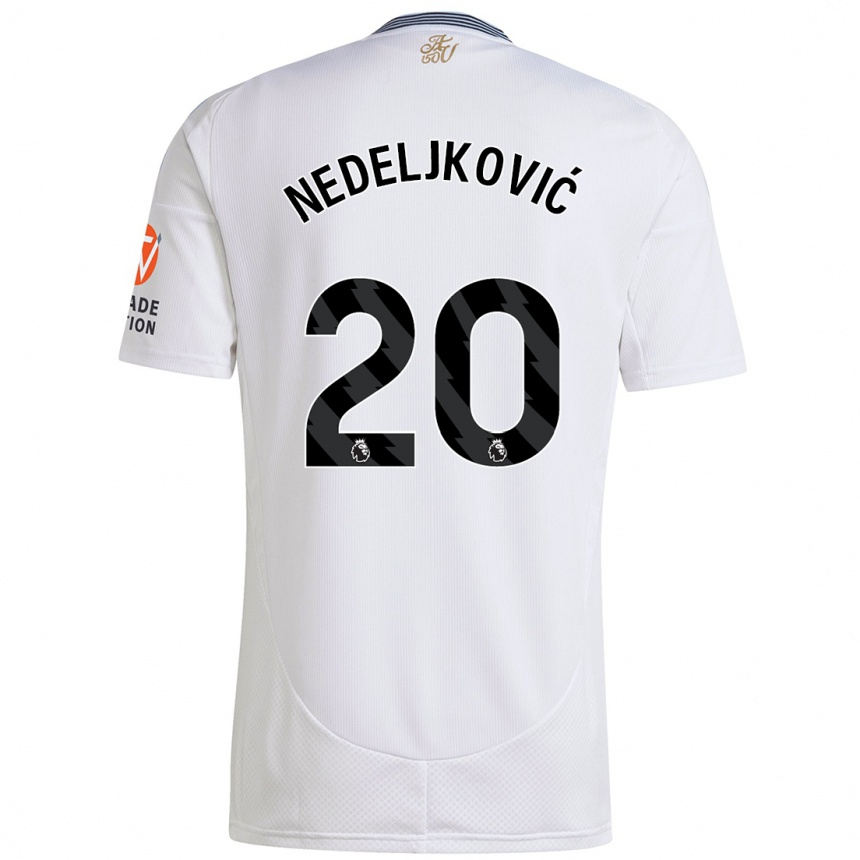 Kids Football Kosta Nedeljkovic #20 White Away Jersey 2024/25 T-Shirt