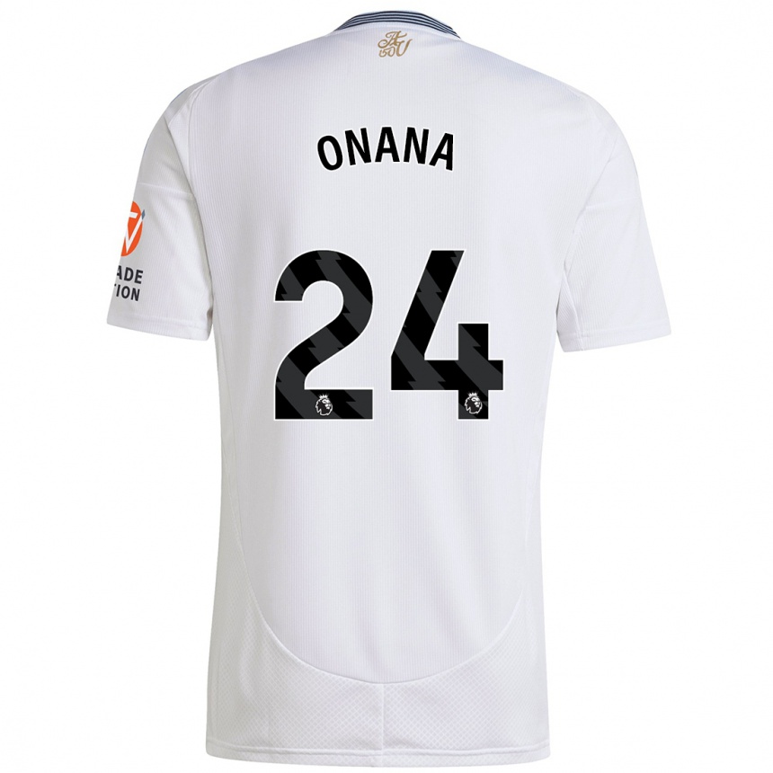 Kids Football Amadou Onana #24 White Away Jersey 2024/25 T-Shirt