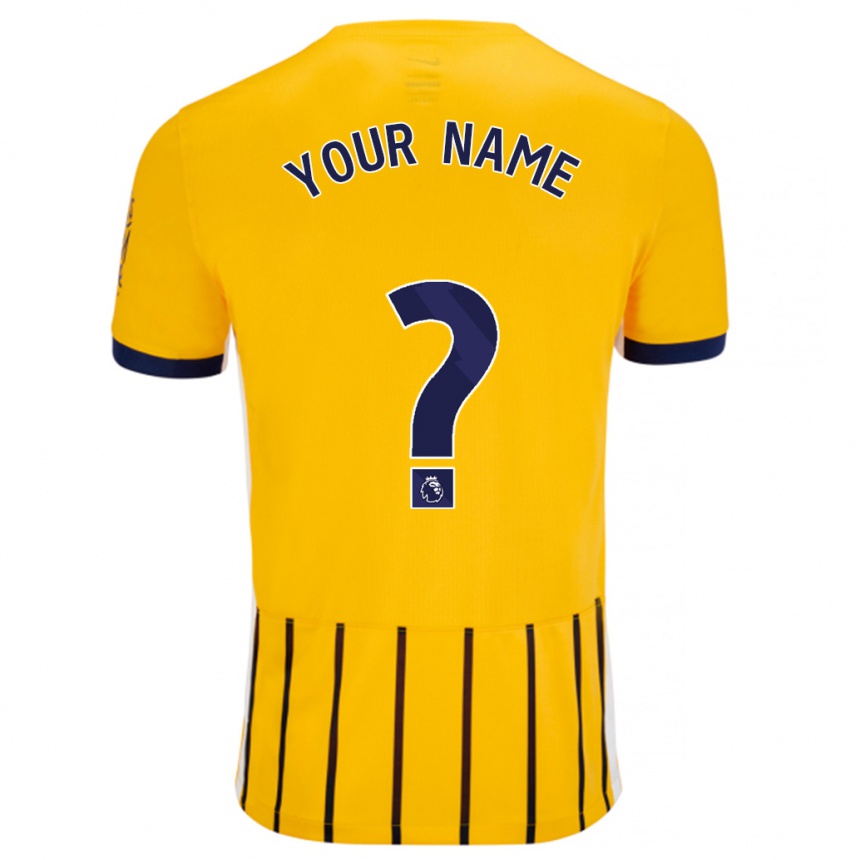 Kids Football Your Name #0 Gold Blue Pinstripes Away Jersey 2024/25 T-Shirt