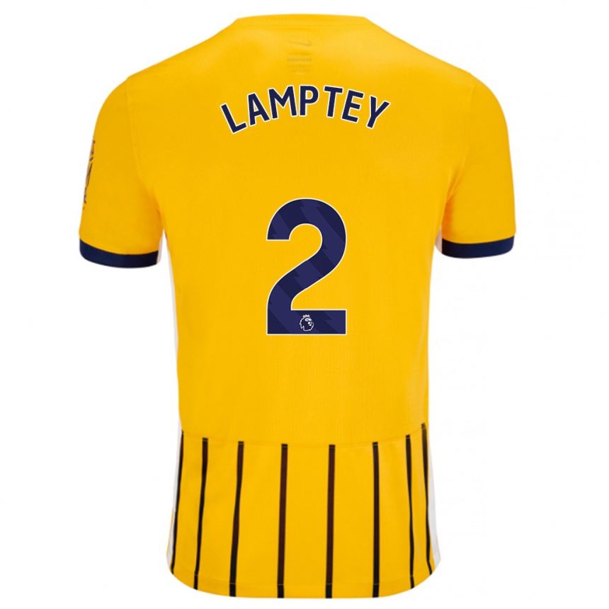 Kids Football Tariq Lamptey #2 Gold Blue Pinstripes Away Jersey 2024/25 T-Shirt