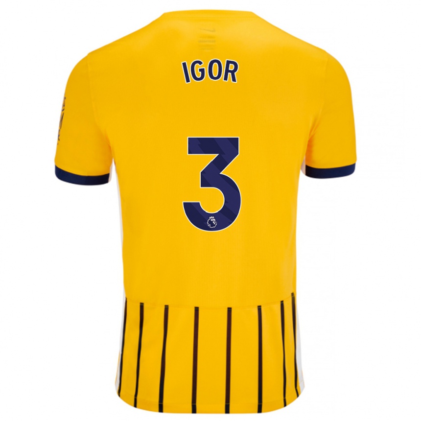 Kids Football Igor #3 Gold Blue Pinstripes Away Jersey 2024/25 T-Shirt