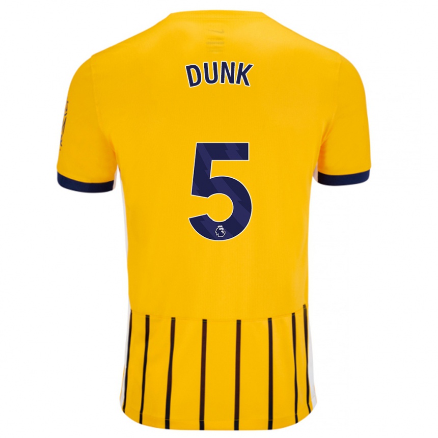 Kids Football Lewis Dunk #5 Gold Blue Pinstripes Away Jersey 2024/25 T-Shirt