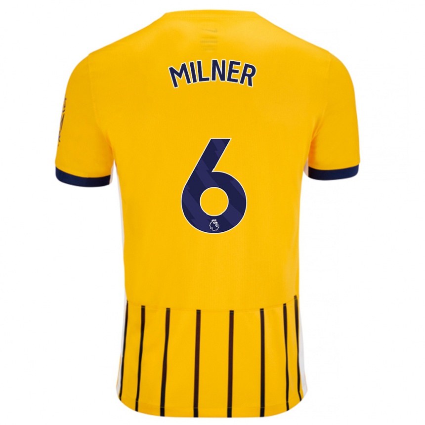 Kids Football James Milner #6 Gold Blue Pinstripes Away Jersey 2024/25 T-Shirt