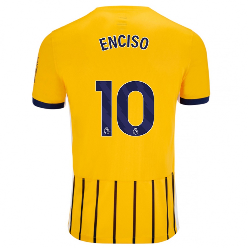 Kids Football Julio Enciso #10 Gold Blue Pinstripes Away Jersey 2024/25 T-Shirt