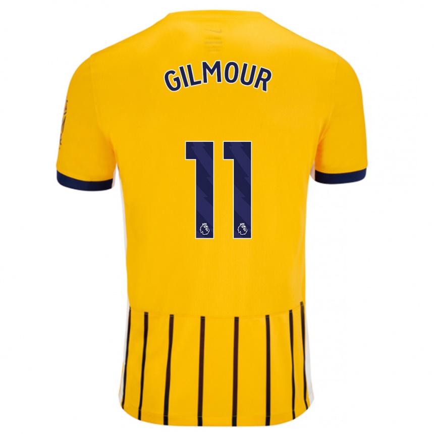 Kids Football Billy Gilmour #11 Gold Blue Pinstripes Away Jersey 2024/25 T-Shirt