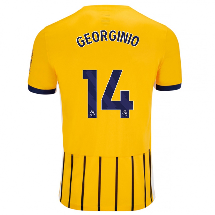 Kids Football Georginio Rutter #14 Gold Blue Pinstripes Away Jersey 2024/25 T-Shirt