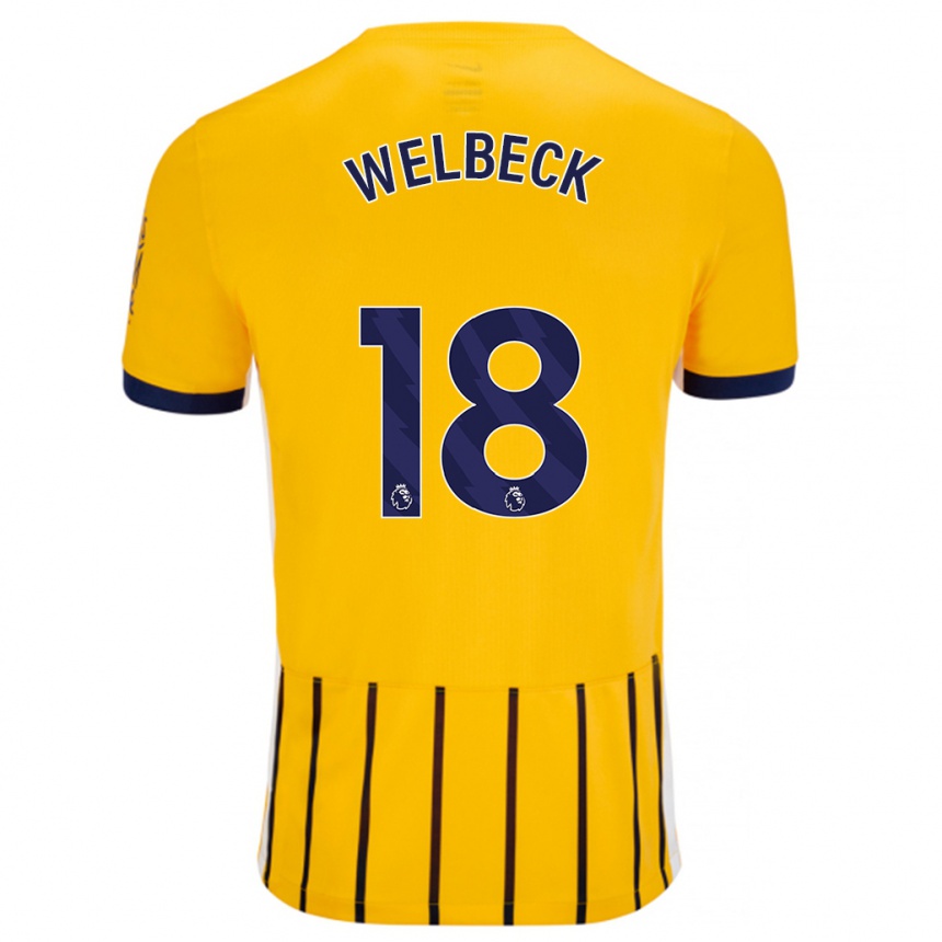 Kids Football Danny Welbeck #18 Gold Blue Pinstripes Away Jersey 2024/25 T-Shirt