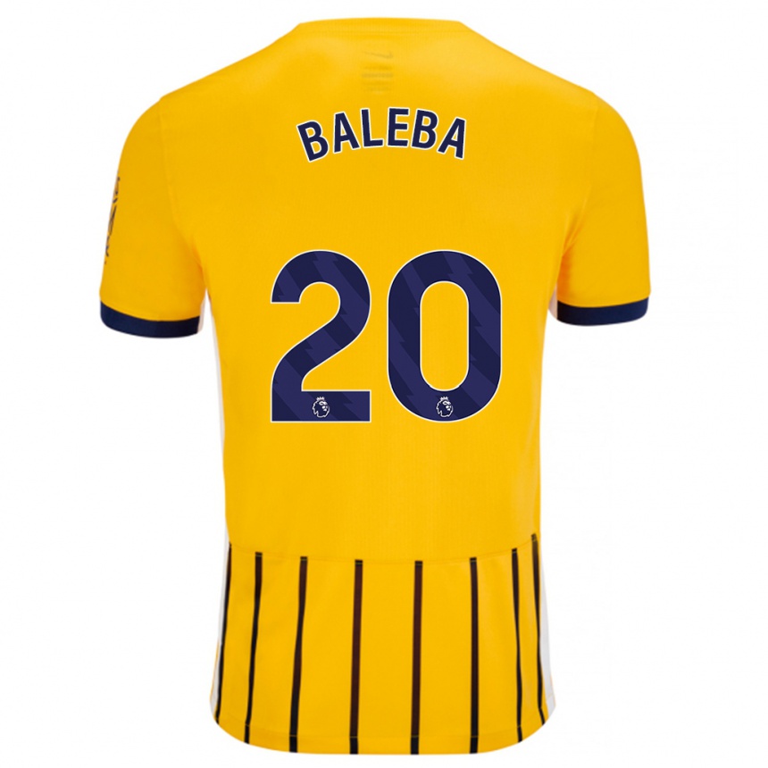 Kids Football Carlos Baleba #20 Gold Blue Pinstripes Away Jersey 2024/25 T-Shirt