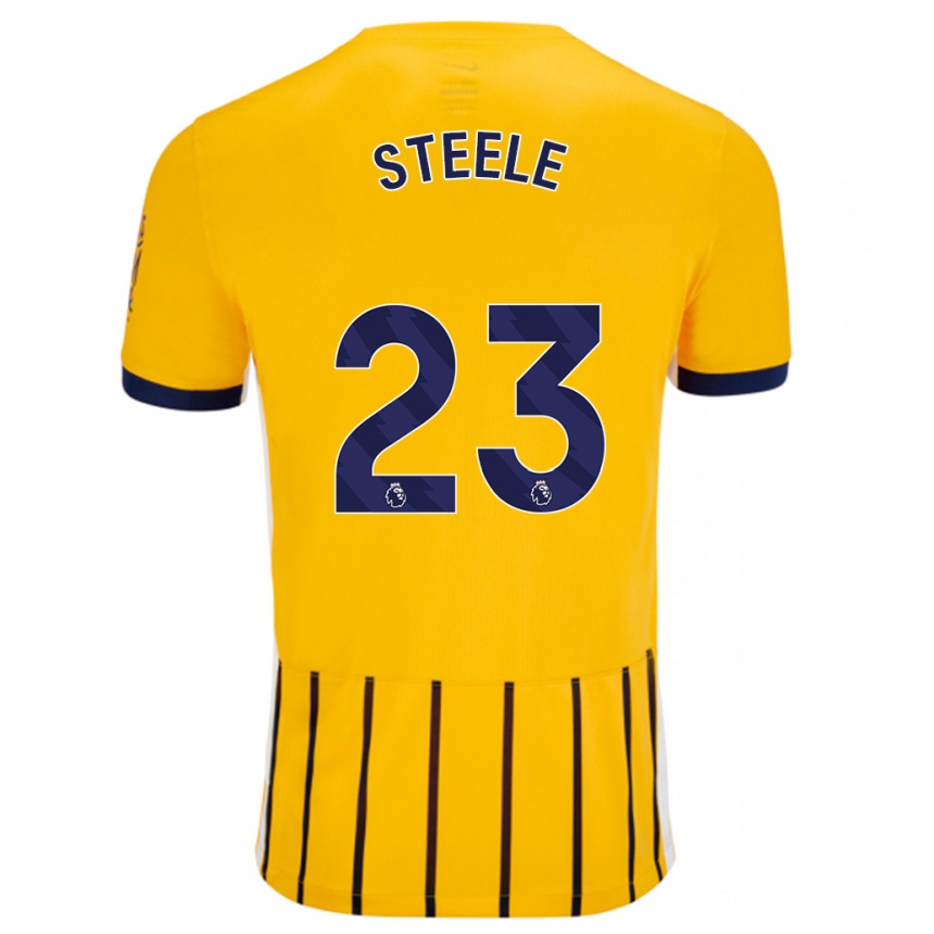 Kids Football Jason Steele #23 Gold Blue Pinstripes Away Jersey 2024/25 T-Shirt