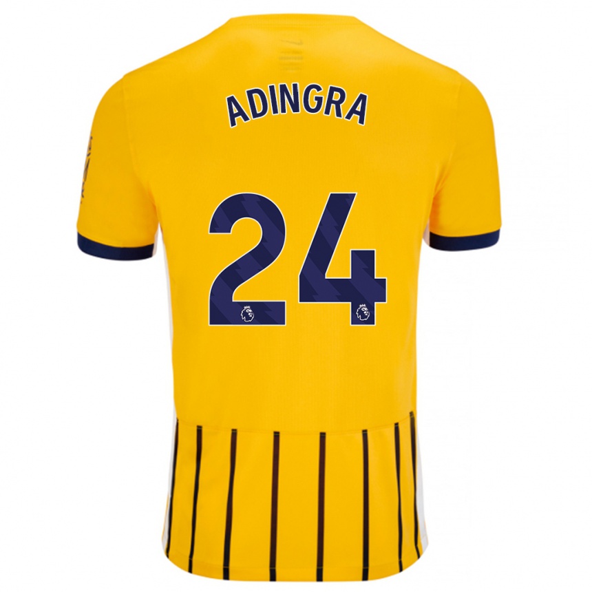 Kids Football Simon Adingra #24 Gold Blue Pinstripes Away Jersey 2024/25 T-Shirt