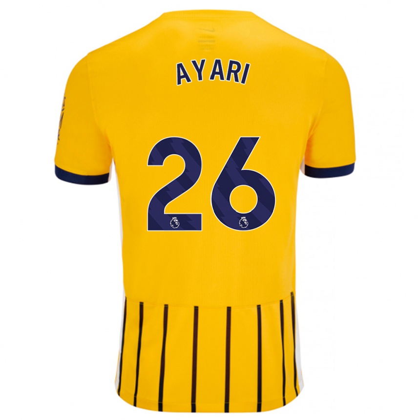 Kids Football Yasin Ayari #26 Gold Blue Pinstripes Away Jersey 2024/25 T-Shirt