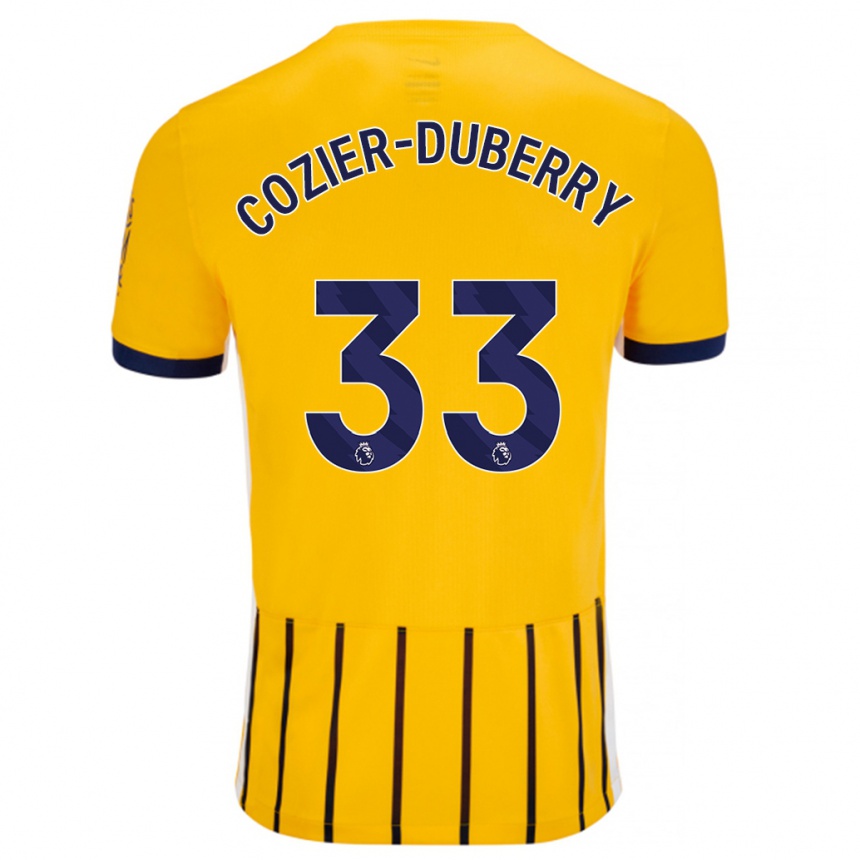 Kids Football Amario Cozier-Duberry #33 Gold Blue Pinstripes Away Jersey 2024/25 T-Shirt