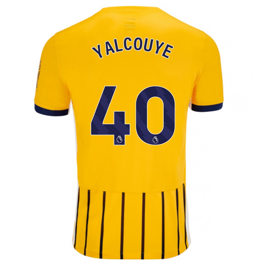 Kids Football Malick Junior Yalcouyé #40 Gold Blue Pinstripes Away Jersey 2024/25 T-Shirt