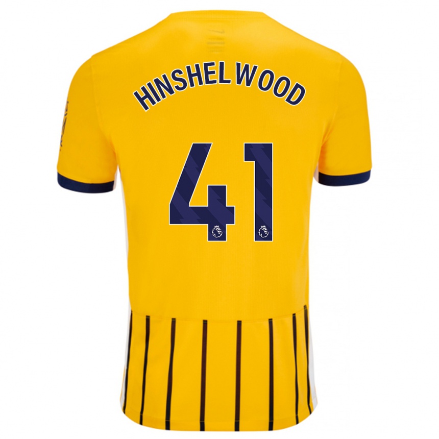 Kids Football Jack Hinshelwood #41 Gold Blue Pinstripes Away Jersey 2024/25 T-Shirt