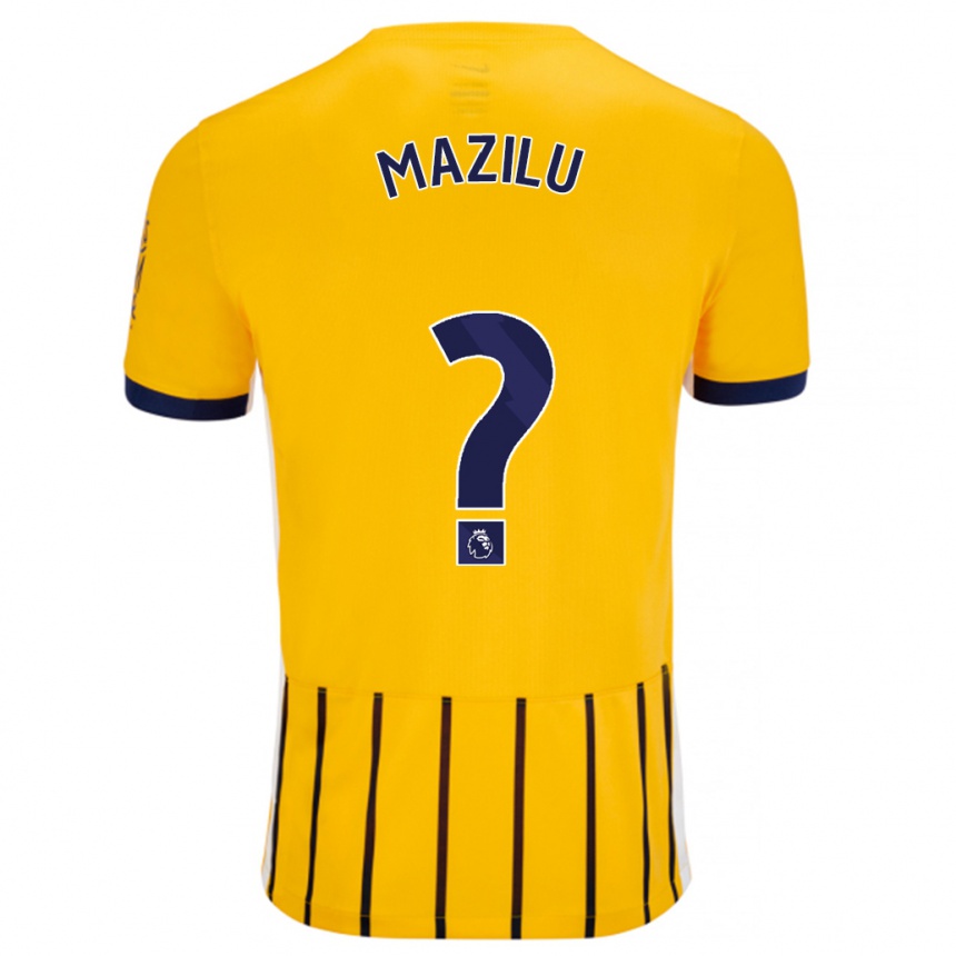 Kids Football Adrian Mazilu #0 Gold Blue Pinstripes Away Jersey 2024/25 T-Shirt