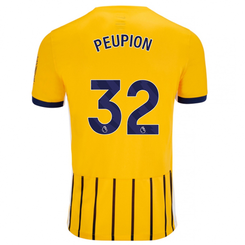 Kids Football Cameron Peupion #32 Gold Blue Pinstripes Away Jersey 2024/25 T-Shirt