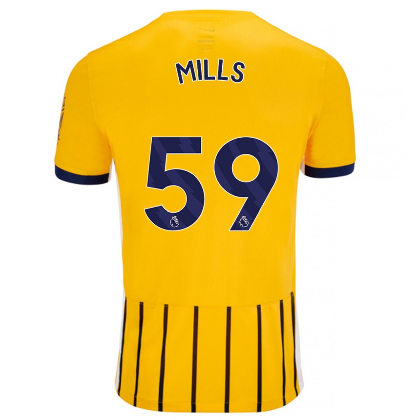 Kids Football Harry Mills #59 Gold Blue Pinstripes Away Jersey 2024/25 T-Shirt