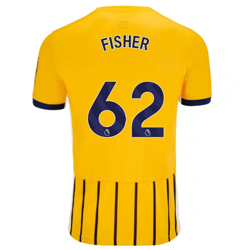 Kids Football Hugo Fisher #62 Gold Blue Pinstripes Away Jersey 2024/25 T-Shirt