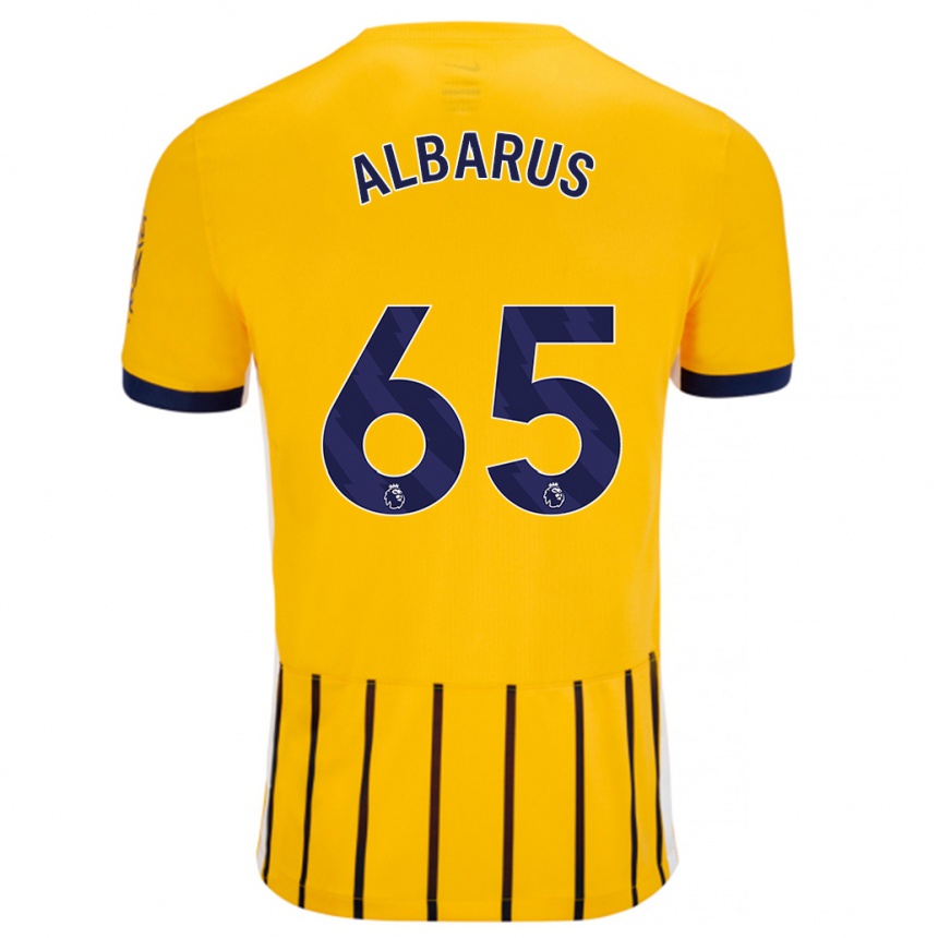 Kids Football Zane Albarus #65 Gold Blue Pinstripes Away Jersey 2024/25 T-Shirt