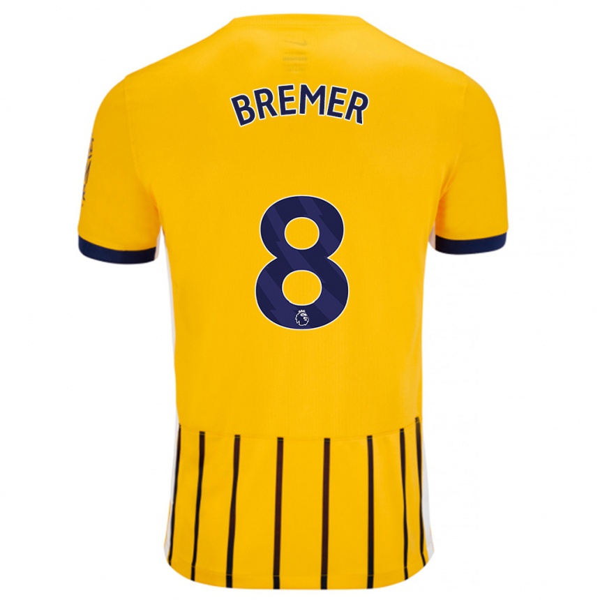 Kids Football Pauline Bremer #8 Gold Blue Pinstripes Away Jersey 2024/25 T-Shirt