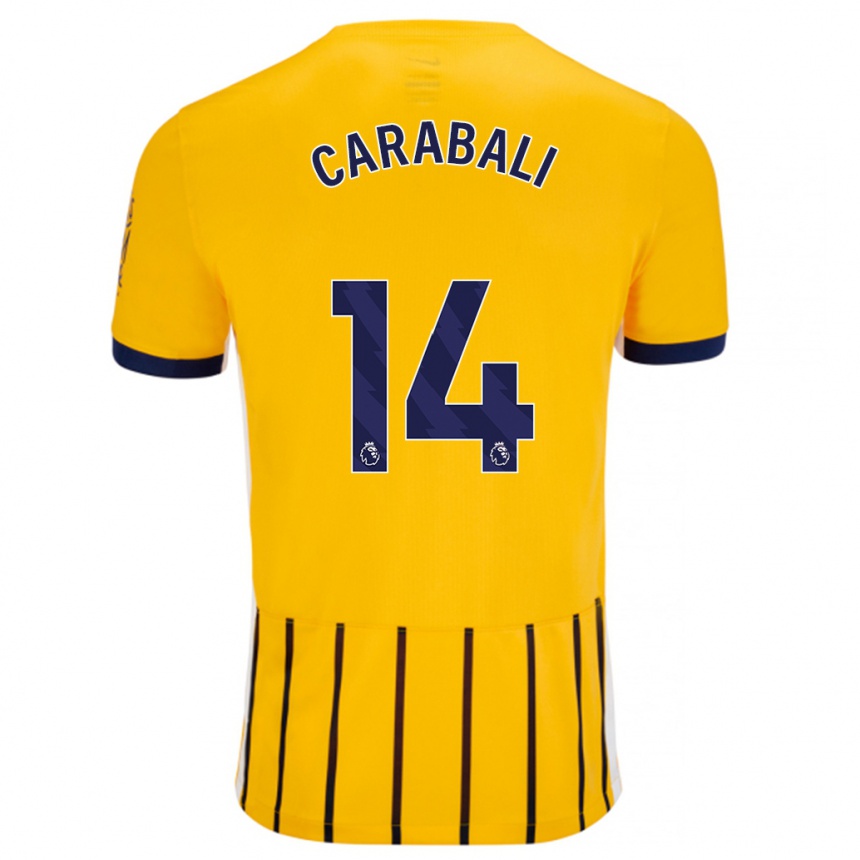 Kids Football Jorelyn Andrea Carabalí Martínez #14 Gold Blue Pinstripes Away Jersey 2024/25 T-Shirt