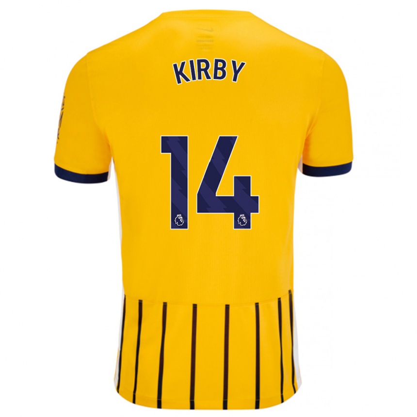 Kids Football Fran Kirby #14 Gold Blue Pinstripes Away Jersey 2024/25 T-Shirt