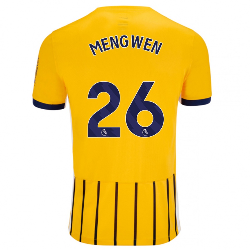 Kids Football Li Mengwen #26 Gold Blue Pinstripes Away Jersey 2024/25 T-Shirt