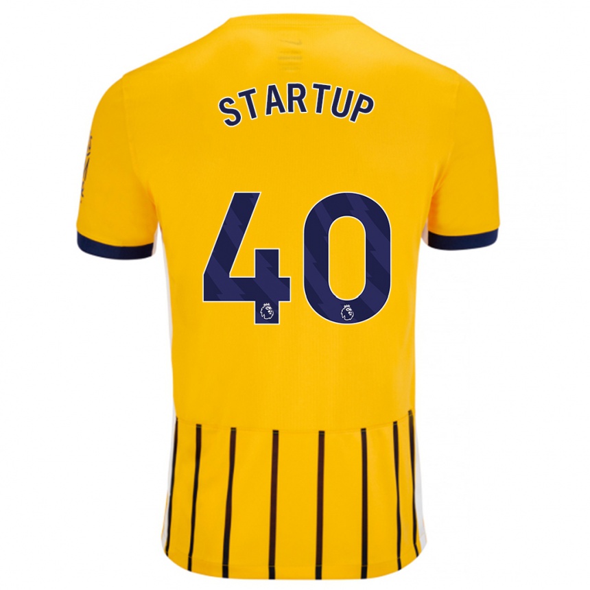 Kids Football Katie Startup #40 Gold Blue Pinstripes Away Jersey 2024/25 T-Shirt