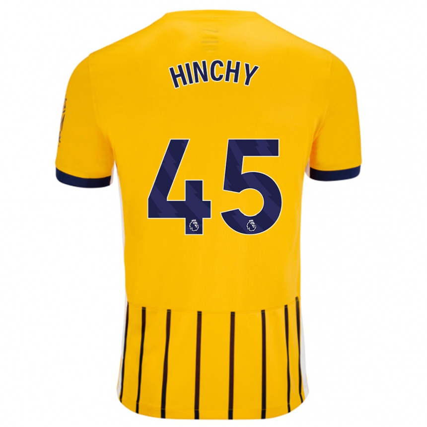 Kids Football Jack Hinchy #45 Gold Blue Pinstripes Away Jersey 2024/25 T-Shirt