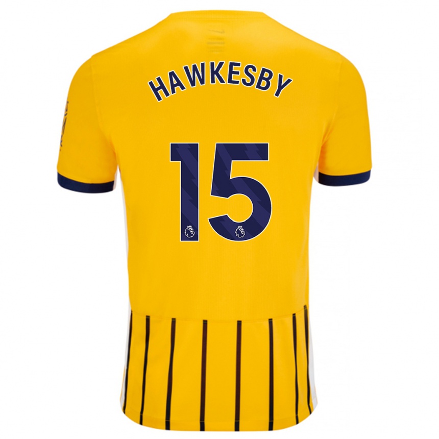 Kids Football Mackenzie Hawkesby #15 Gold Blue Pinstripes Away Jersey 2024/25 T-Shirt