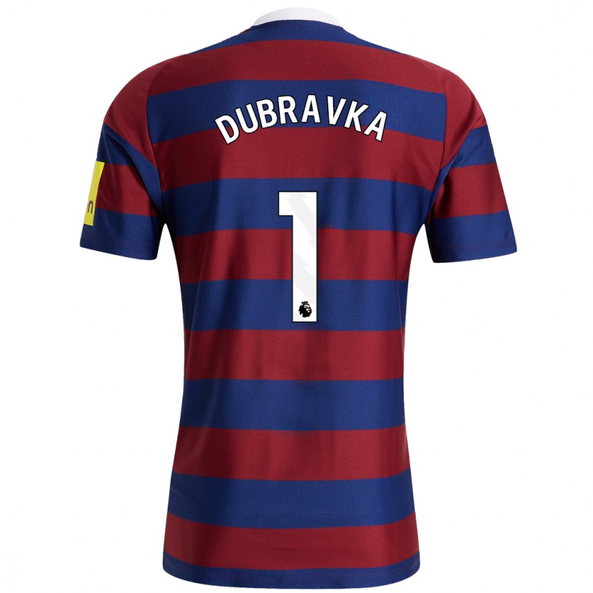 Kids Football Martin Dúbravka #1 Burgundy Navy Blue Away Jersey 2024/25 T-Shirt