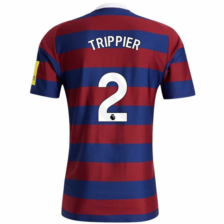 Kids Football Kieran Trippier #2 Burgundy Navy Blue Away Jersey 2024/25 T-Shirt