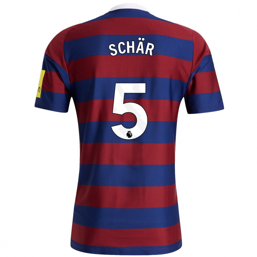 Kids Football Fabian Schär #5 Burgundy Navy Blue Away Jersey 2024/25 T-Shirt