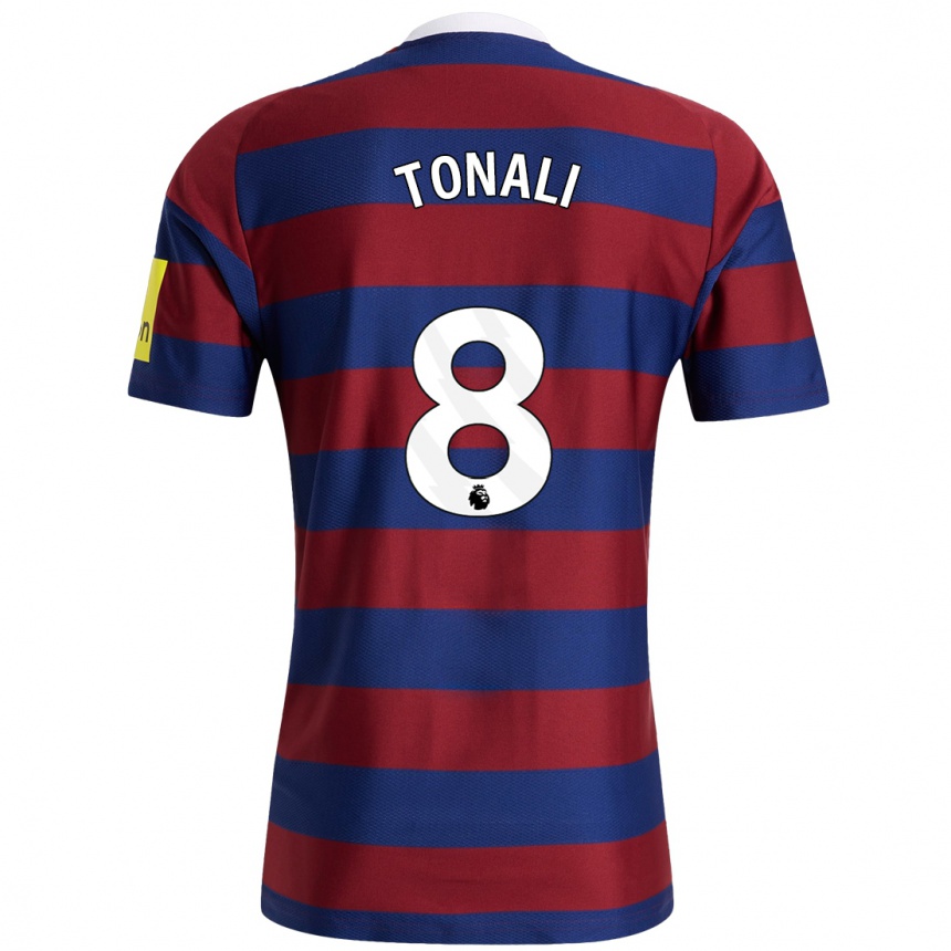 Kids Football Sandro Tonali #8 Burgundy Navy Blue Away Jersey 2024/25 T-Shirt