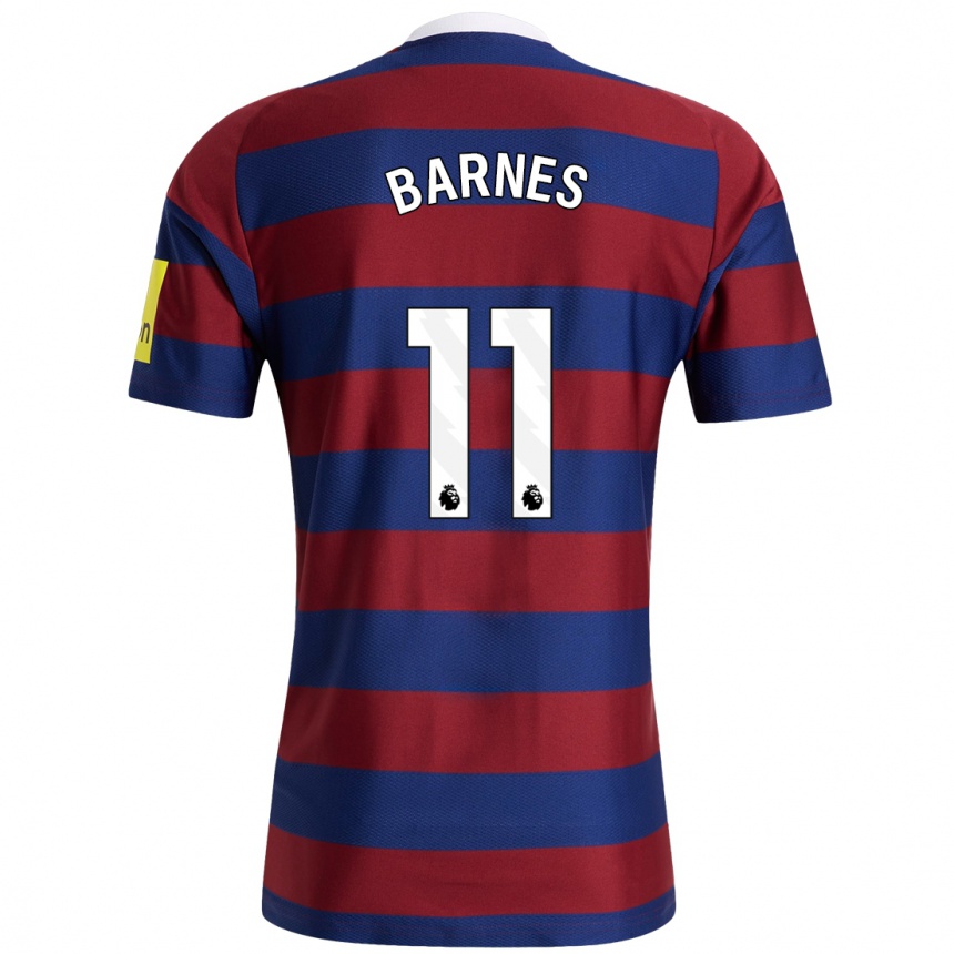 Kids Football Harvey Barnes #11 Burgundy Navy Blue Away Jersey 2024/25 T-Shirt