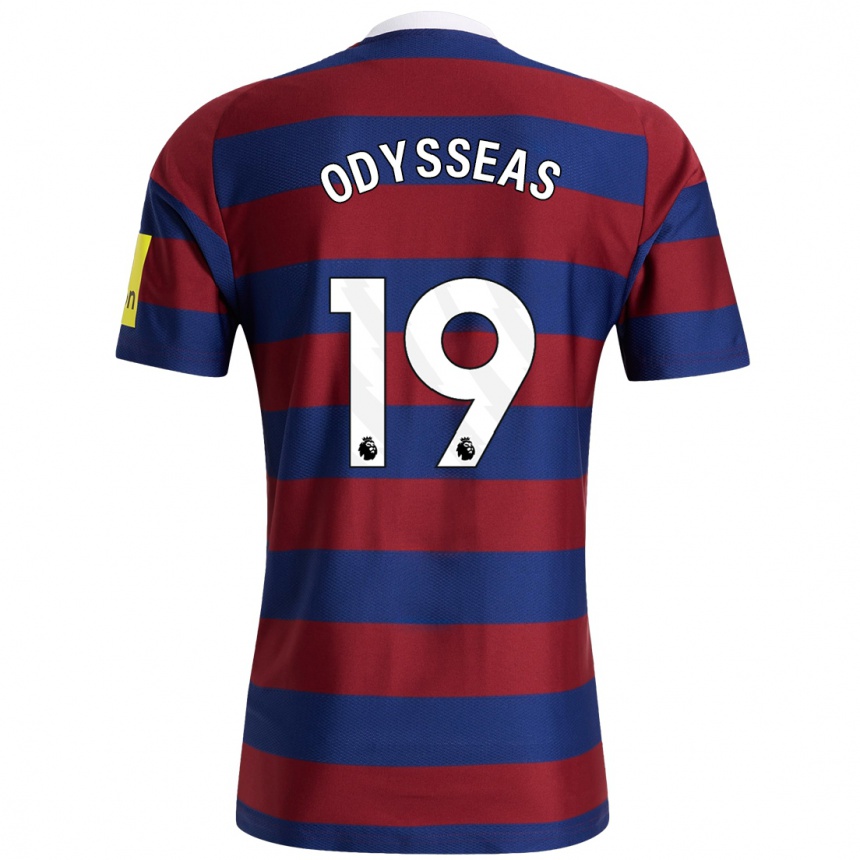 Kids Football Odysseas Vlachodimos #19 Burgundy Navy Blue Away Jersey 2024/25 T-Shirt