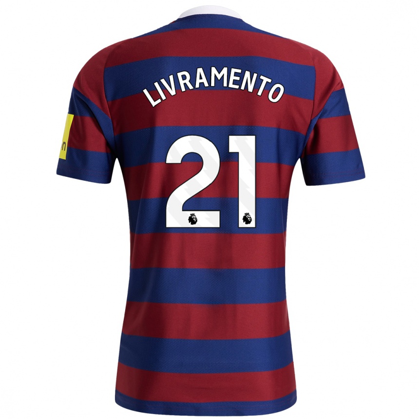 Kids Football Tino Livramento #21 Burgundy Navy Blue Away Jersey 2024/25 T-Shirt