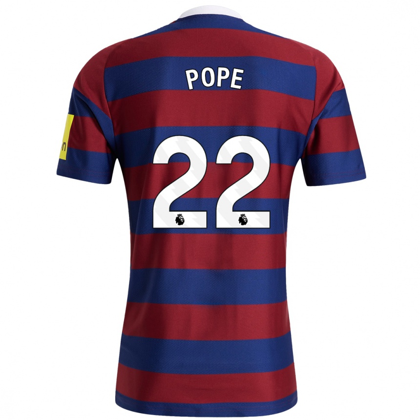 Kids Football Nick Pope #22 Burgundy Navy Blue Away Jersey 2024/25 T-Shirt