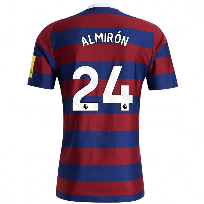 Kids Football Miguel Almirón #24 Burgundy Navy Blue Away Jersey 2024/25 T-Shirt