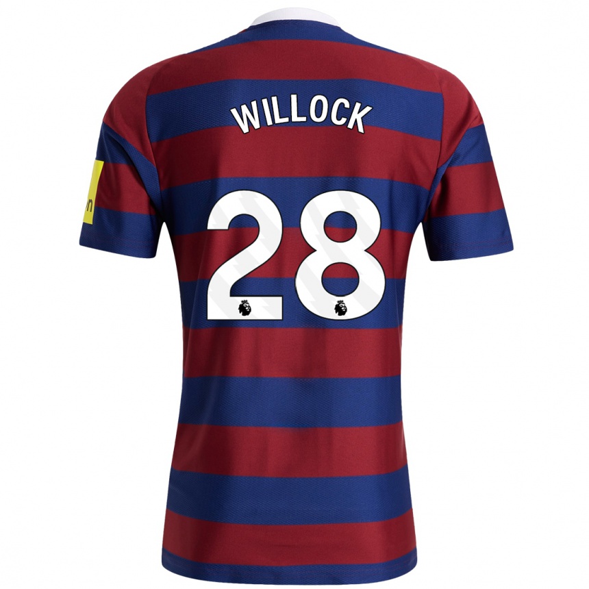 Kids Football Joe Willock #28 Burgundy Navy Blue Away Jersey 2024/25 T-Shirt