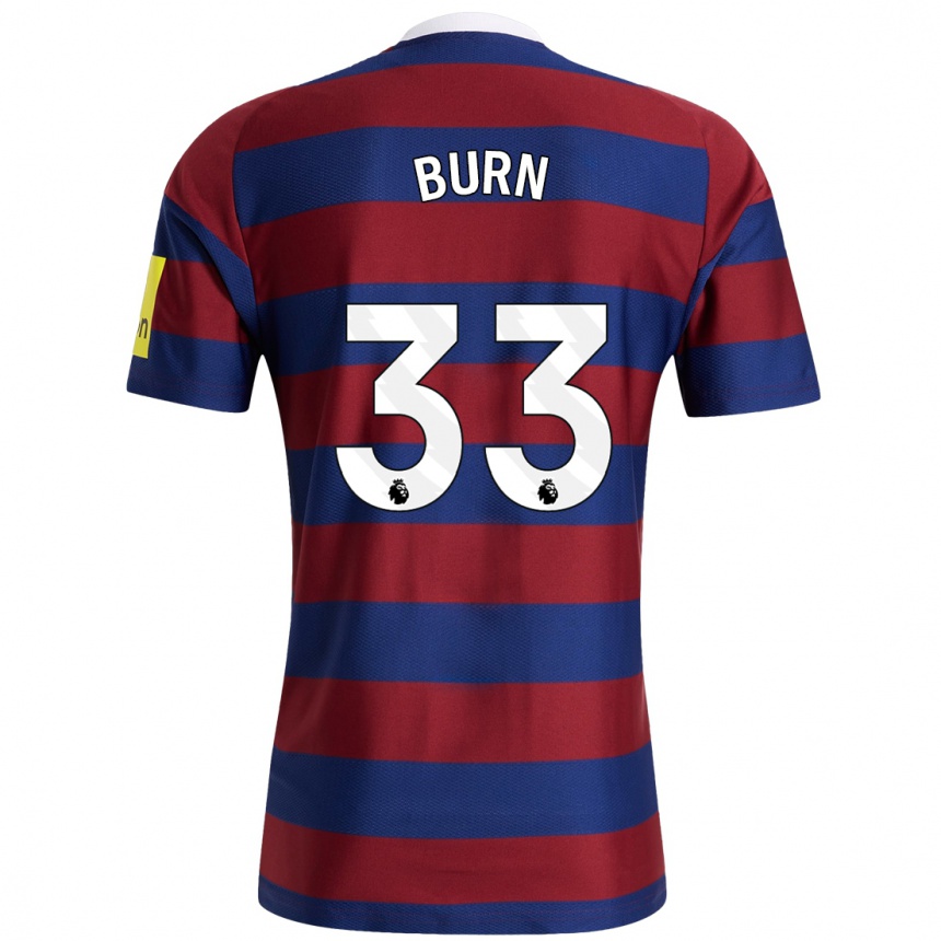 Kids Football Dan Burn #33 Burgundy Navy Blue Away Jersey 2024/25 T-Shirt