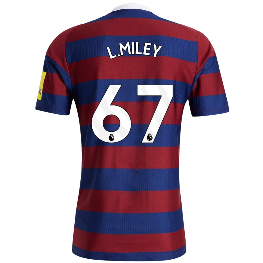 Kids Football Lewis Miley #67 Burgundy Navy Blue Away Jersey 2024/25 T-Shirt