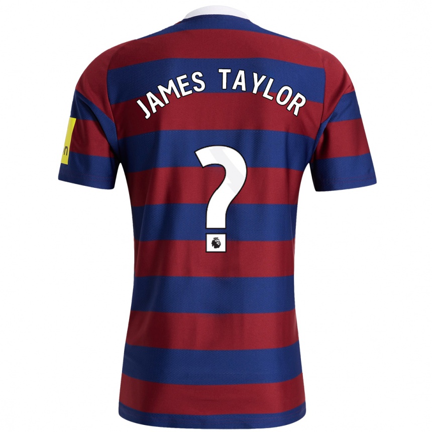 Kids Football James Taylor #0 Burgundy Navy Blue Away Jersey 2024/25 T-Shirt