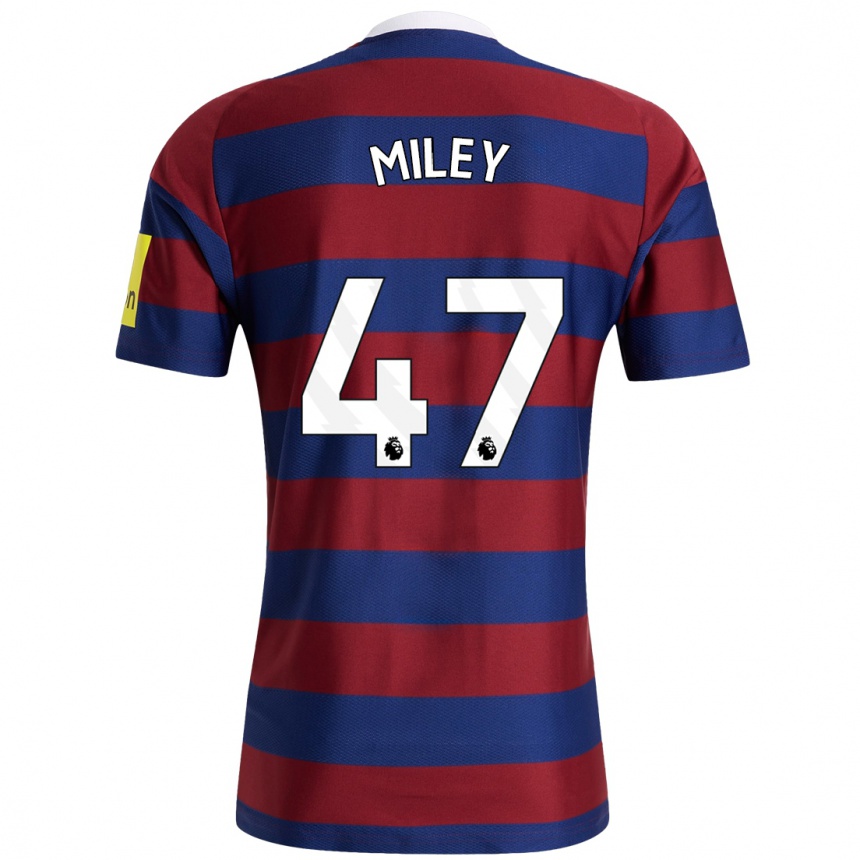 Kids Football Jamie Miley #47 Burgundy Navy Blue Away Jersey 2024/25 T-Shirt