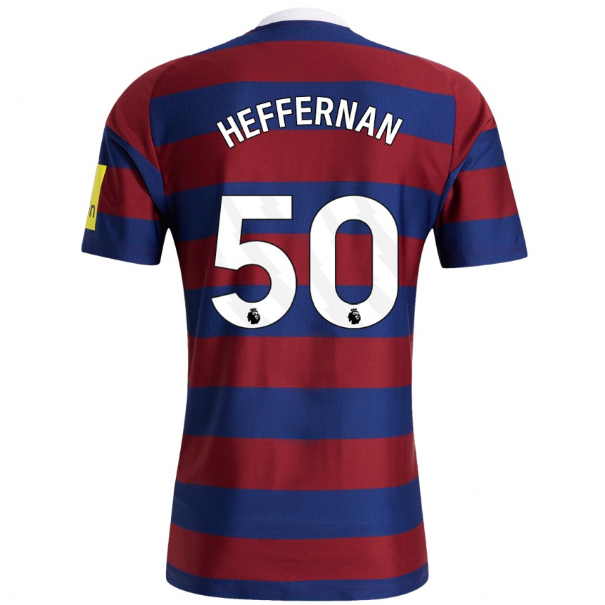 Kids Football Cathal Heffernan #50 Burgundy Navy Blue Away Jersey 2024/25 T-Shirt