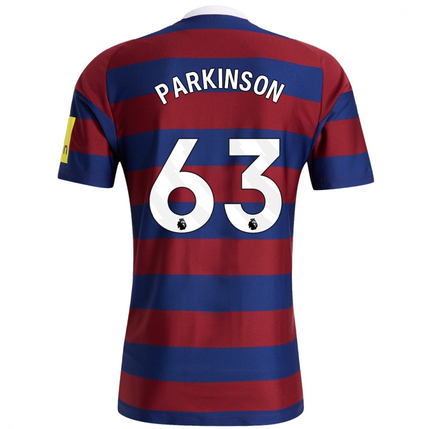 Kids Football Ben Parkinson #63 Burgundy Navy Blue Away Jersey 2024/25 T-Shirt