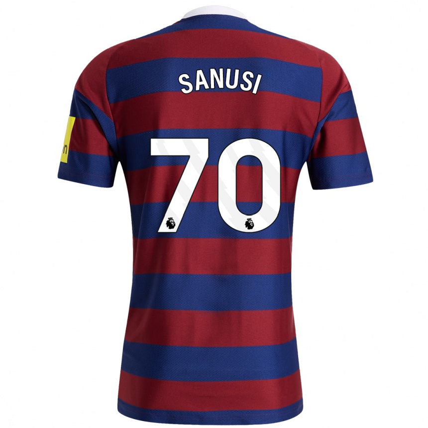 Kids Football Trevan Sanusi #70 Burgundy Navy Blue Away Jersey 2024/25 T-Shirt