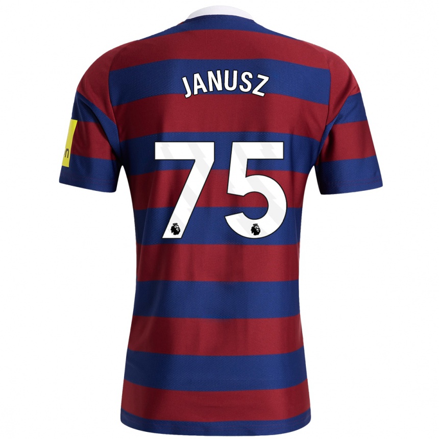 Kids Football Adrian Janusz #75 Burgundy Navy Blue Away Jersey 2024/25 T-Shirt