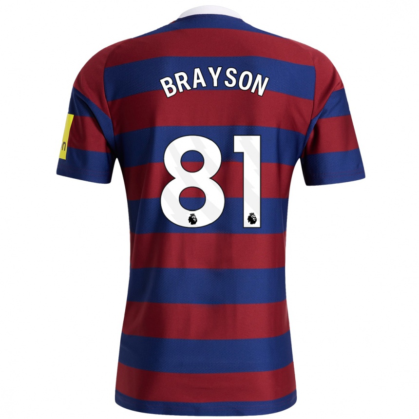 Kids Football Joe Brayson #81 Burgundy Navy Blue Away Jersey 2024/25 T-Shirt