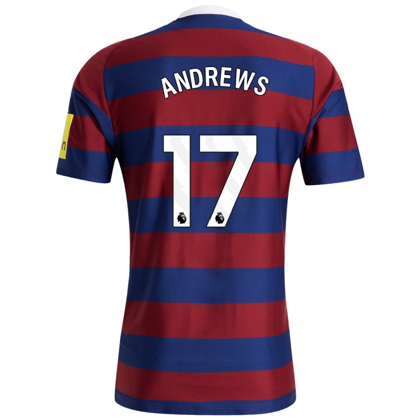 Kids Football Amy Andrews #17 Burgundy Navy Blue Away Jersey 2024/25 T-Shirt